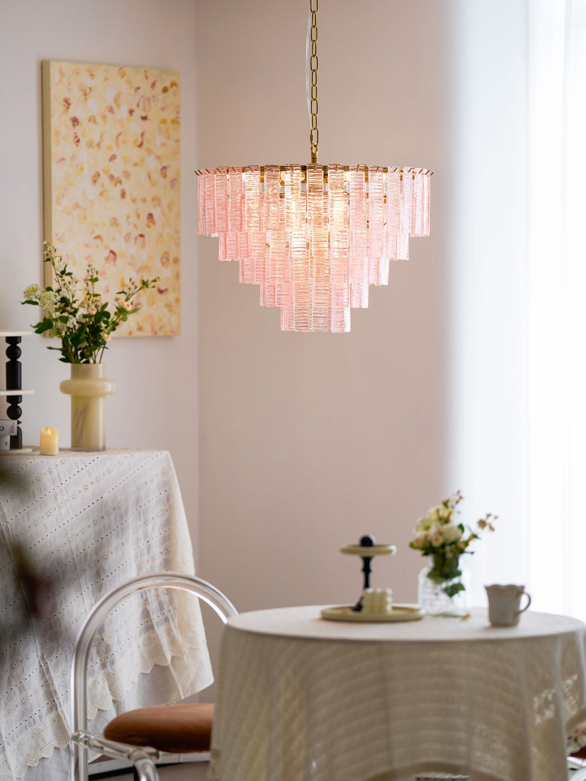 Opalora Pink Murano Glass Chandelier