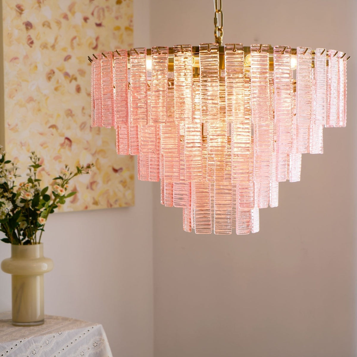 Opalora Pink Murano Glass Chandelier