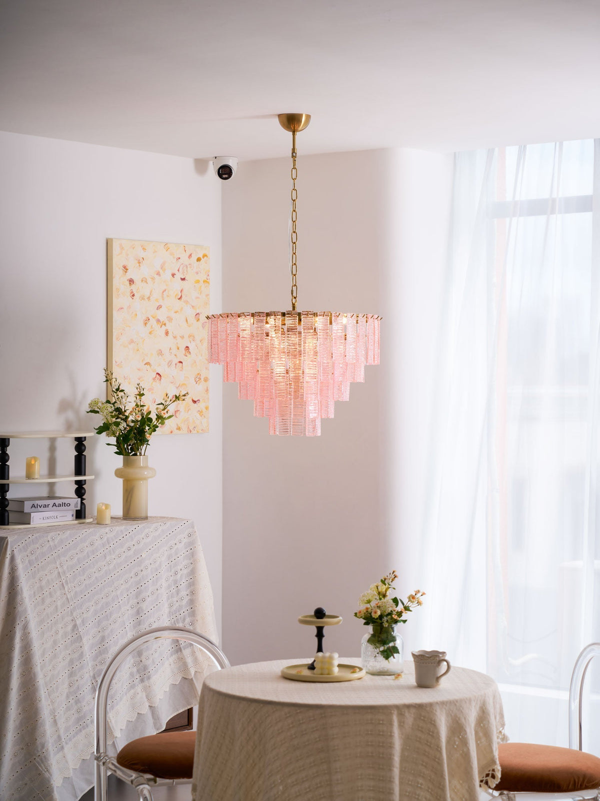 Opalora Pink Murano Glass Chandelier