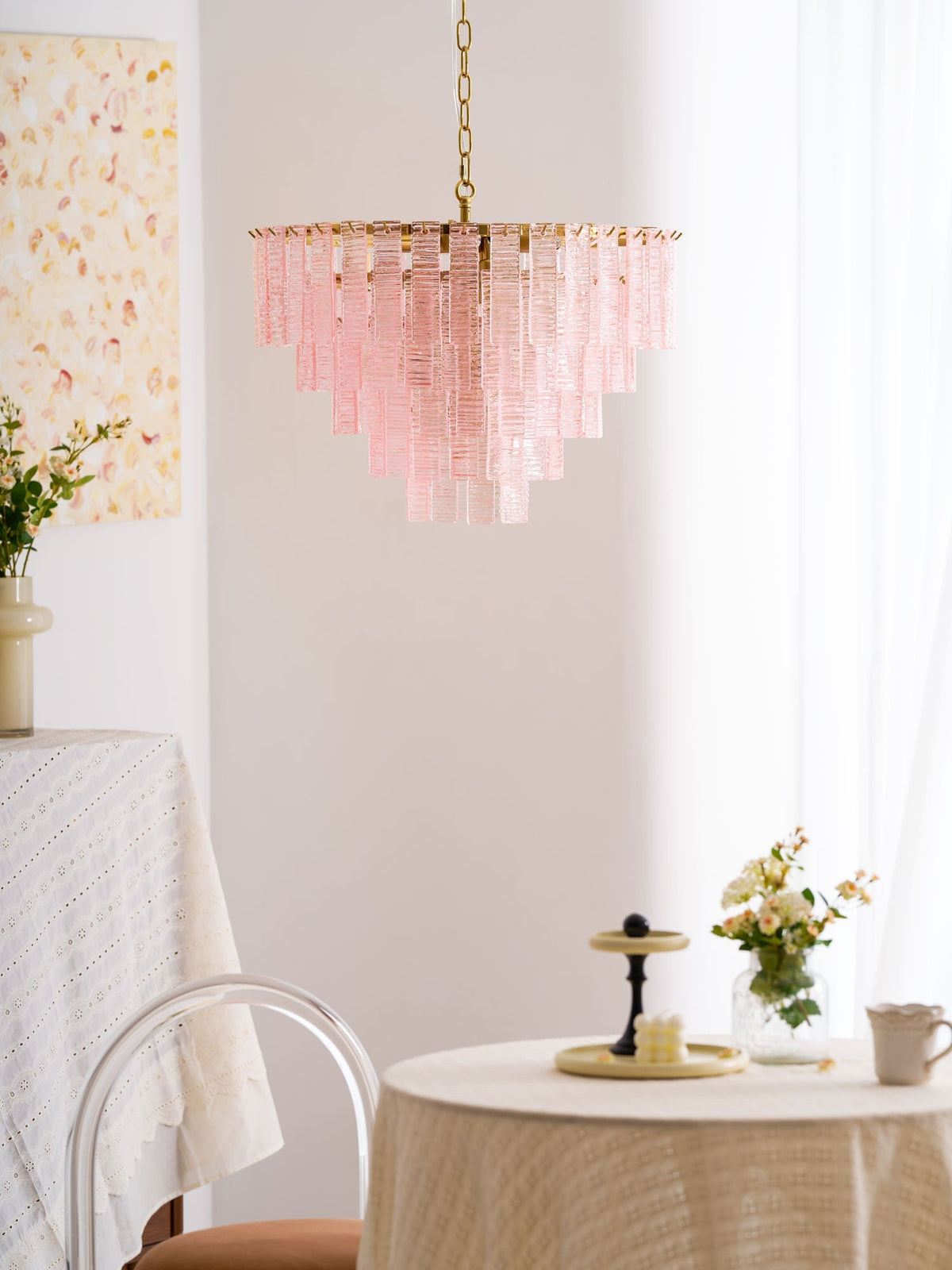 Opalora Pink Murano Glass Chandelier