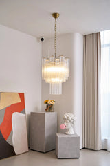 Transparent Murano Glass Tube Chandelier