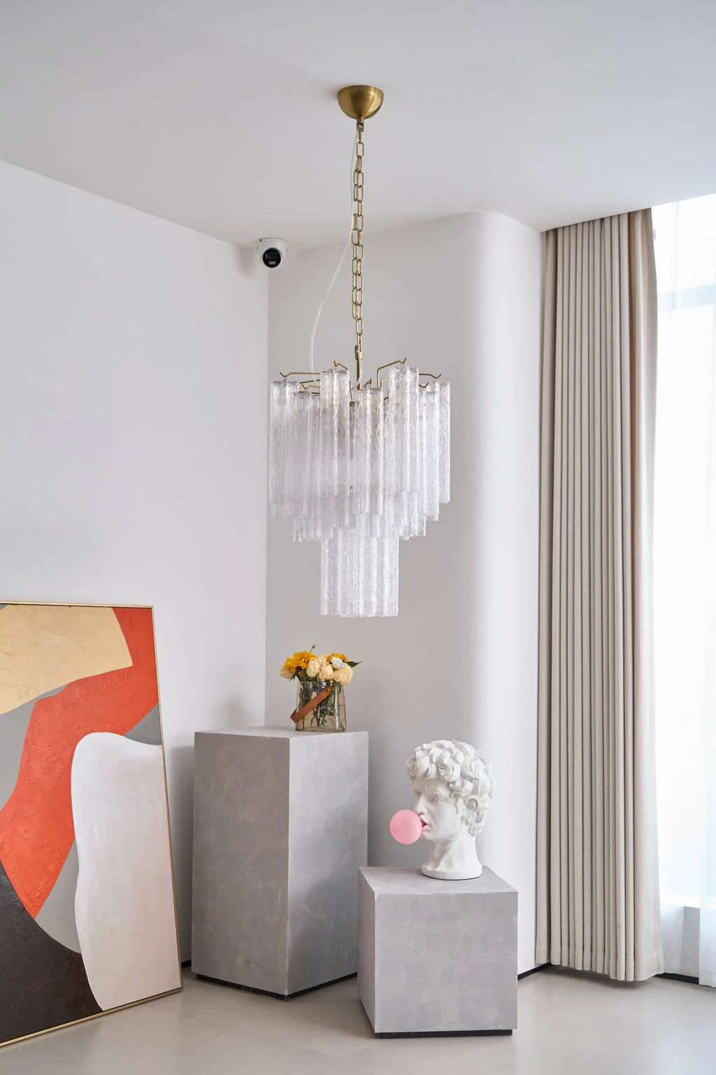 Transparent Murano Glass Tube Chandelier