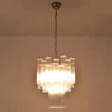 Transparent Murano Glass Tube Chandelier