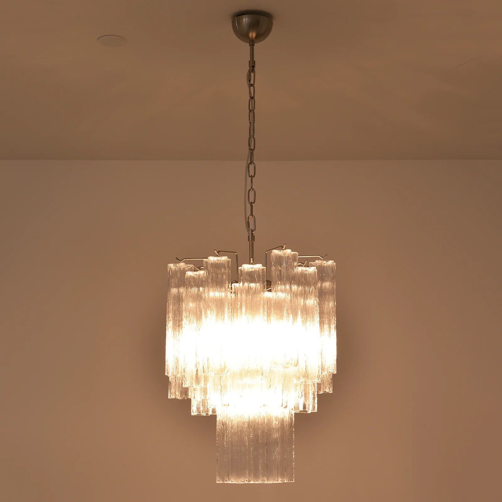 Transparent Murano Glass Tube Chandelier