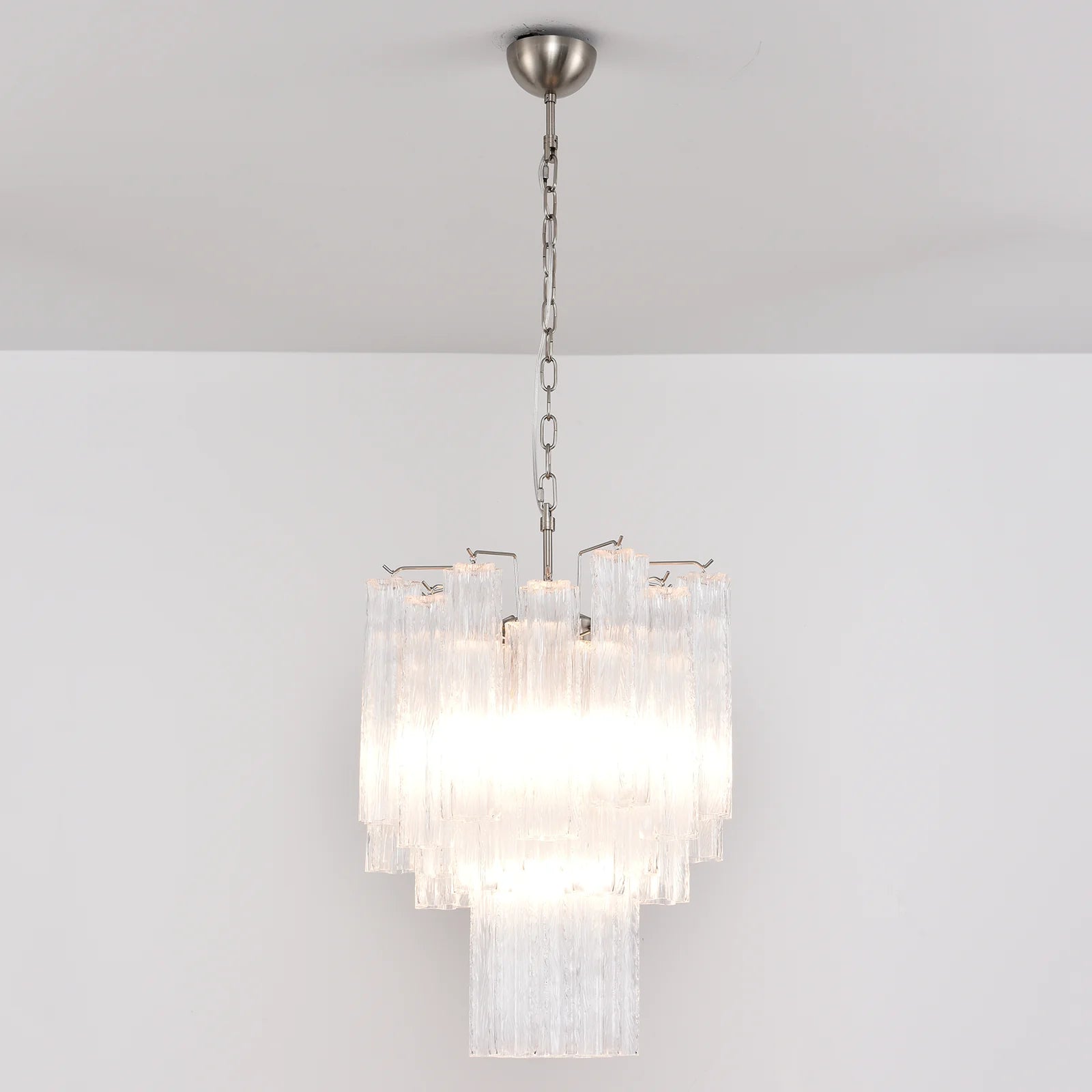 Transparent Murano Glass Tube Chandelier