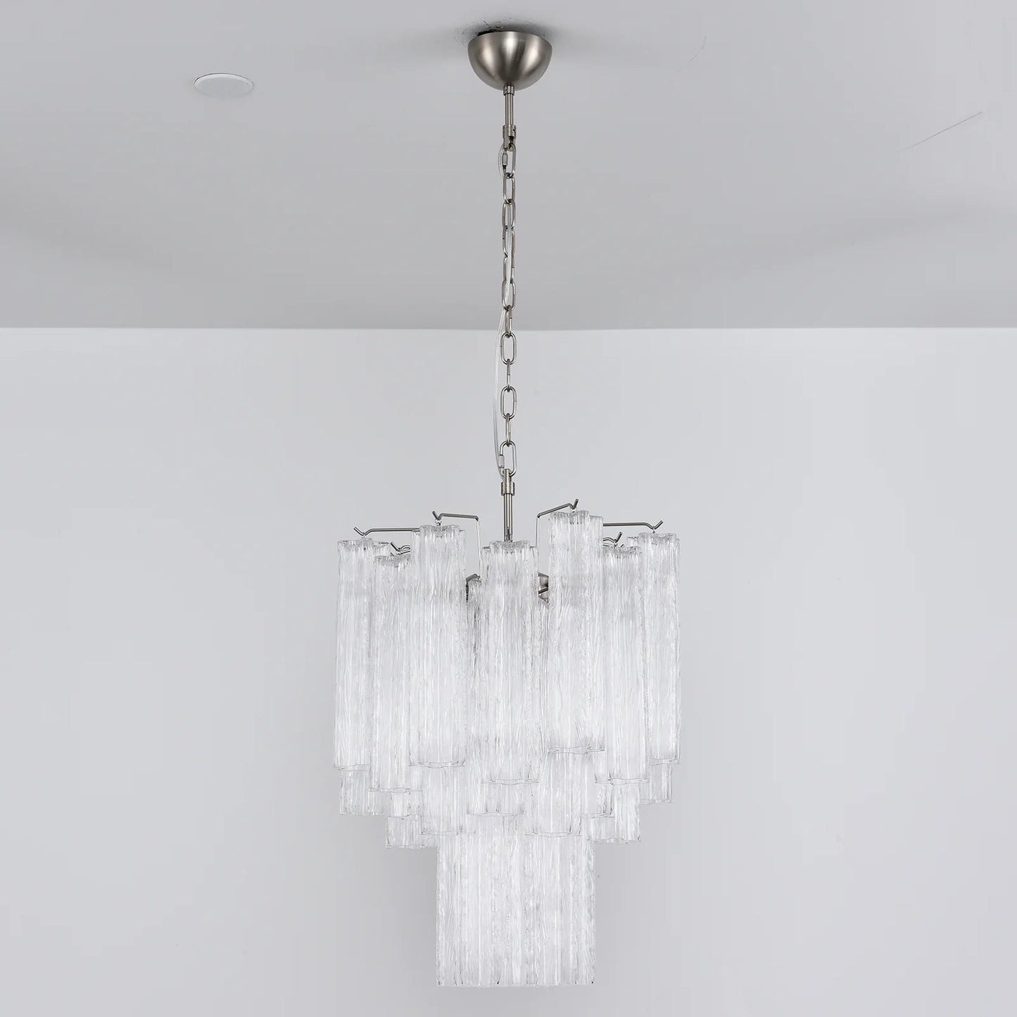 Transparent Murano Glass Tube Chandelier