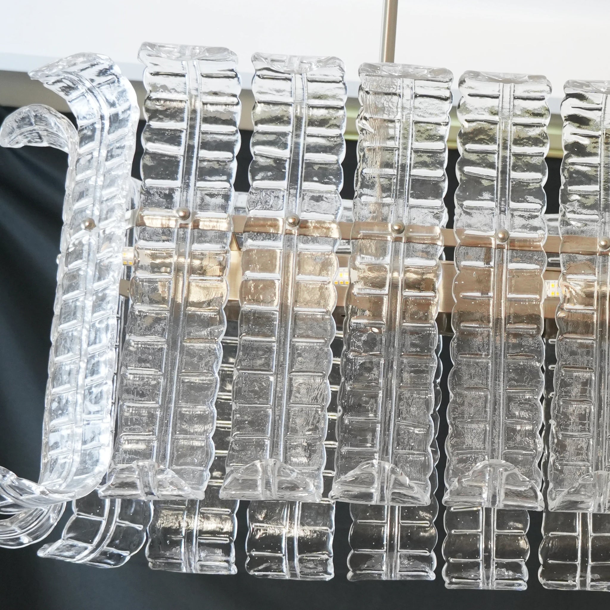 Transparent Murano Leaf Shaped Chandelier