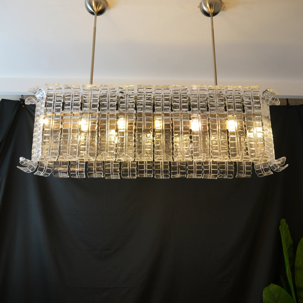 Transparent Murano Leaf Shaped Chandelier