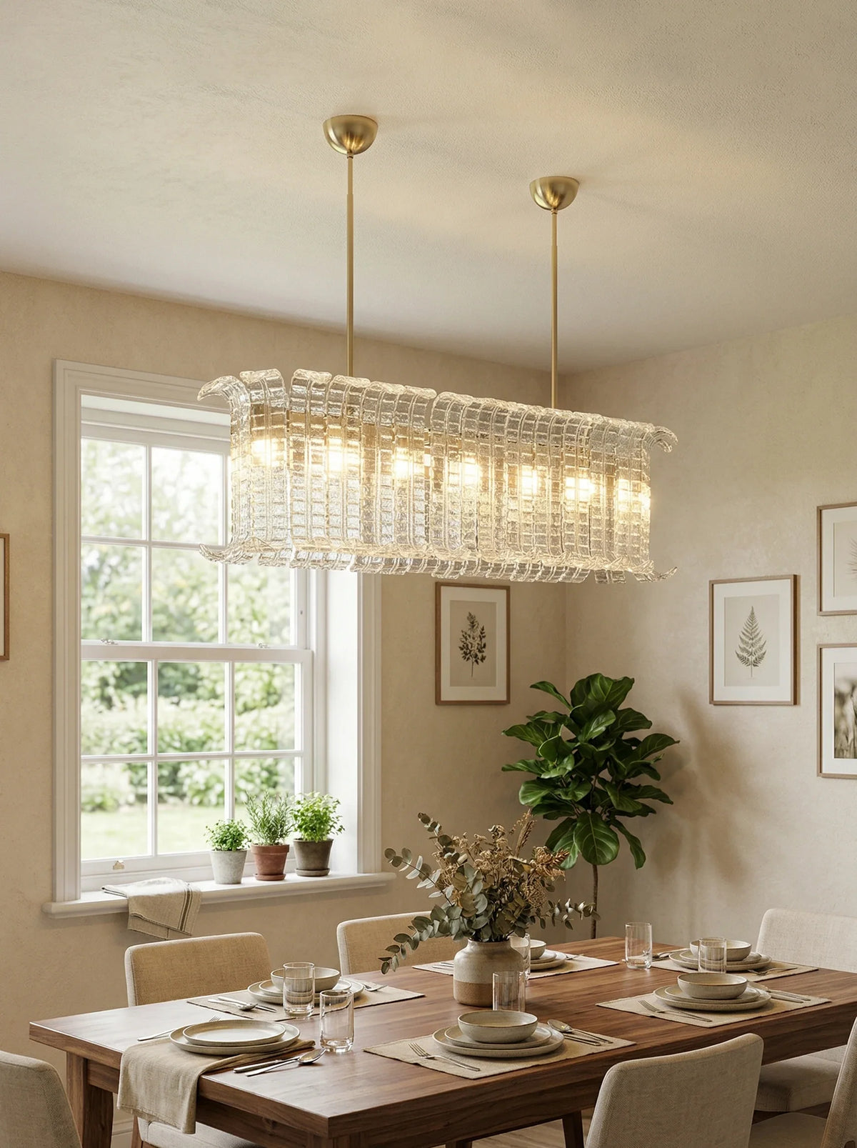 Transparent Murano Leaf Shaped Chandelier