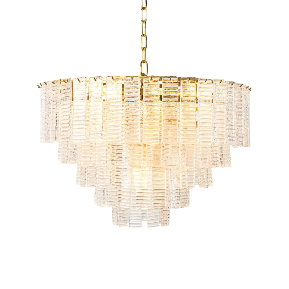 Transparent Ridged Glass Rectangle Chandelier Main image