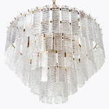 Transparent Ridged Glass Rectangle Chandelier