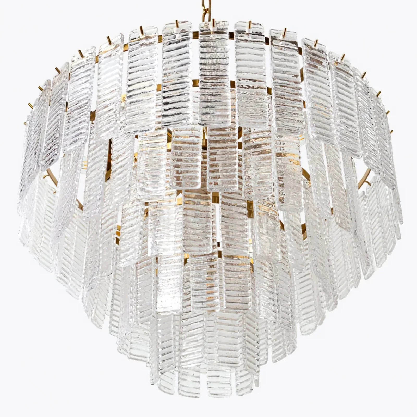 Transparent Ridged Glass Rectangle Chandelier