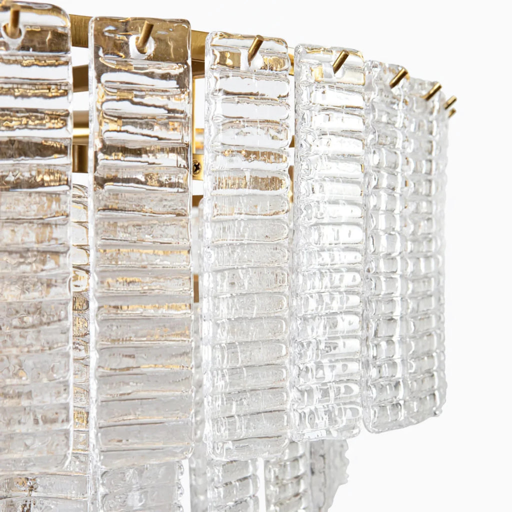 Transparent Ridged Glass Rectangle Chandelier