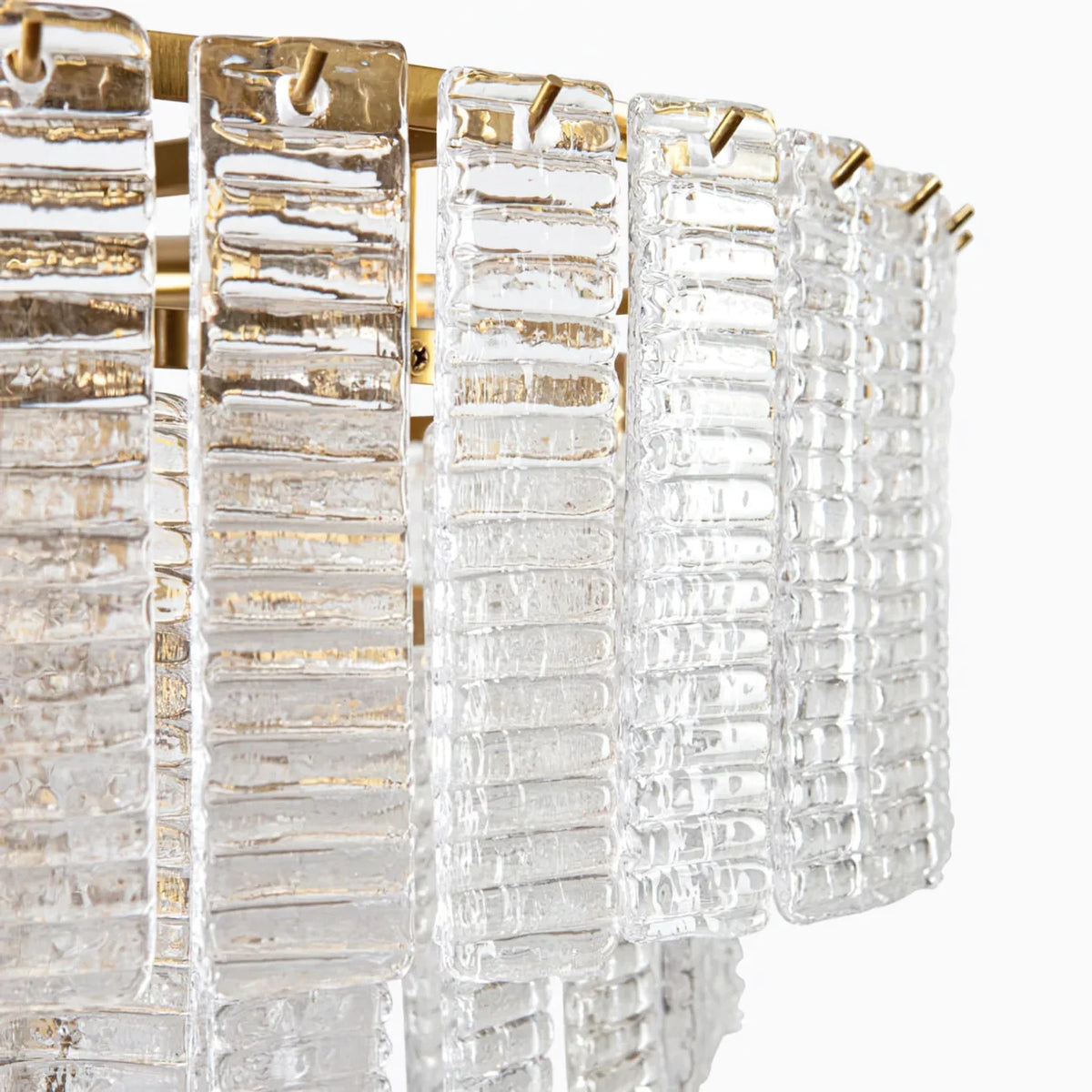 Transparent Ridged Glass Rectangle Chandelier