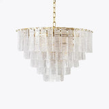 Transparent Ridged Glass Rectangle Chandelier