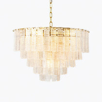 Transparent Ridged Glass Rectangle Chandelier