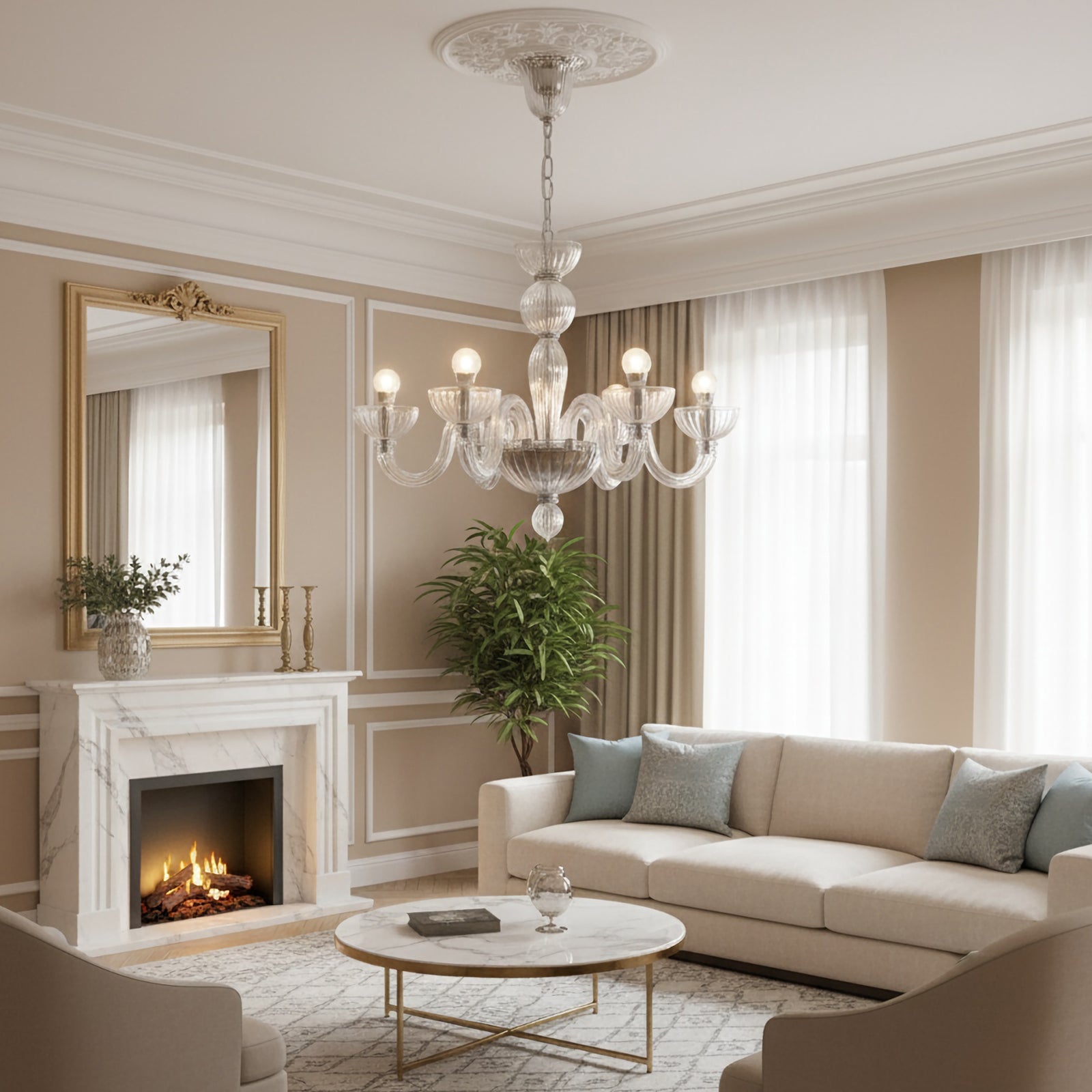 Transparent Ares Murano Glass Chandelier