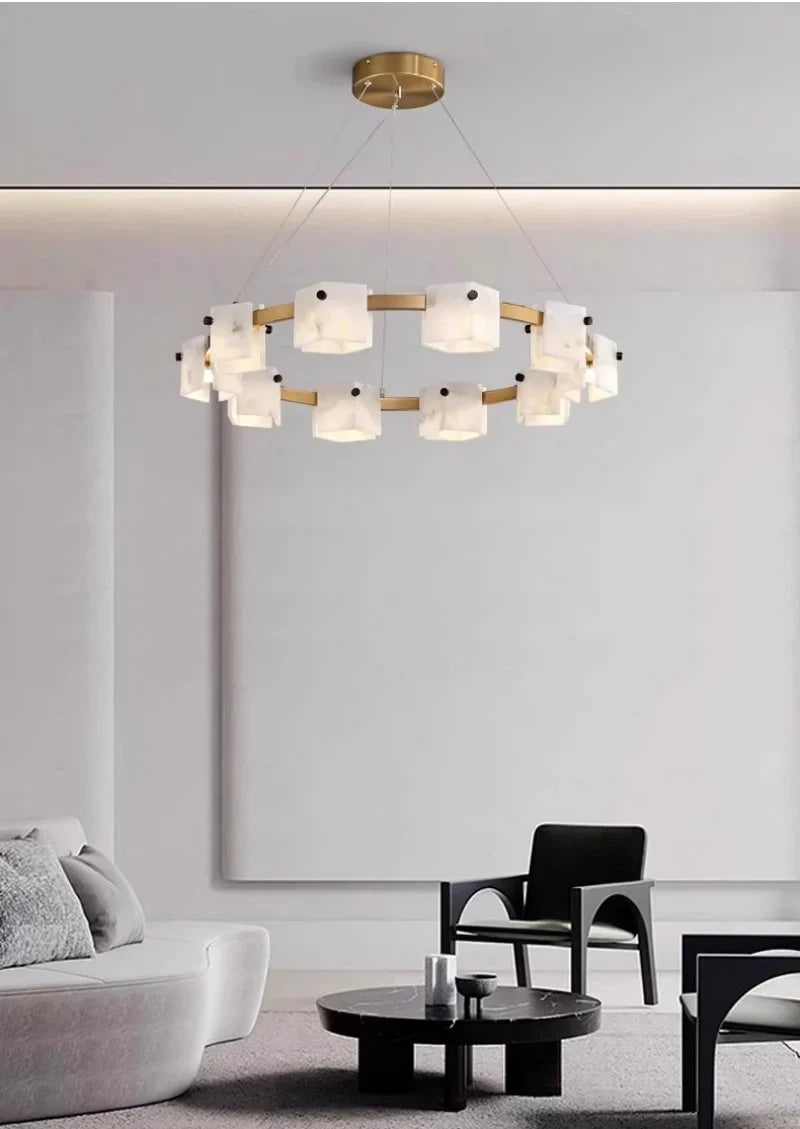 Trinidad Rhombus Alabaster Chandelier