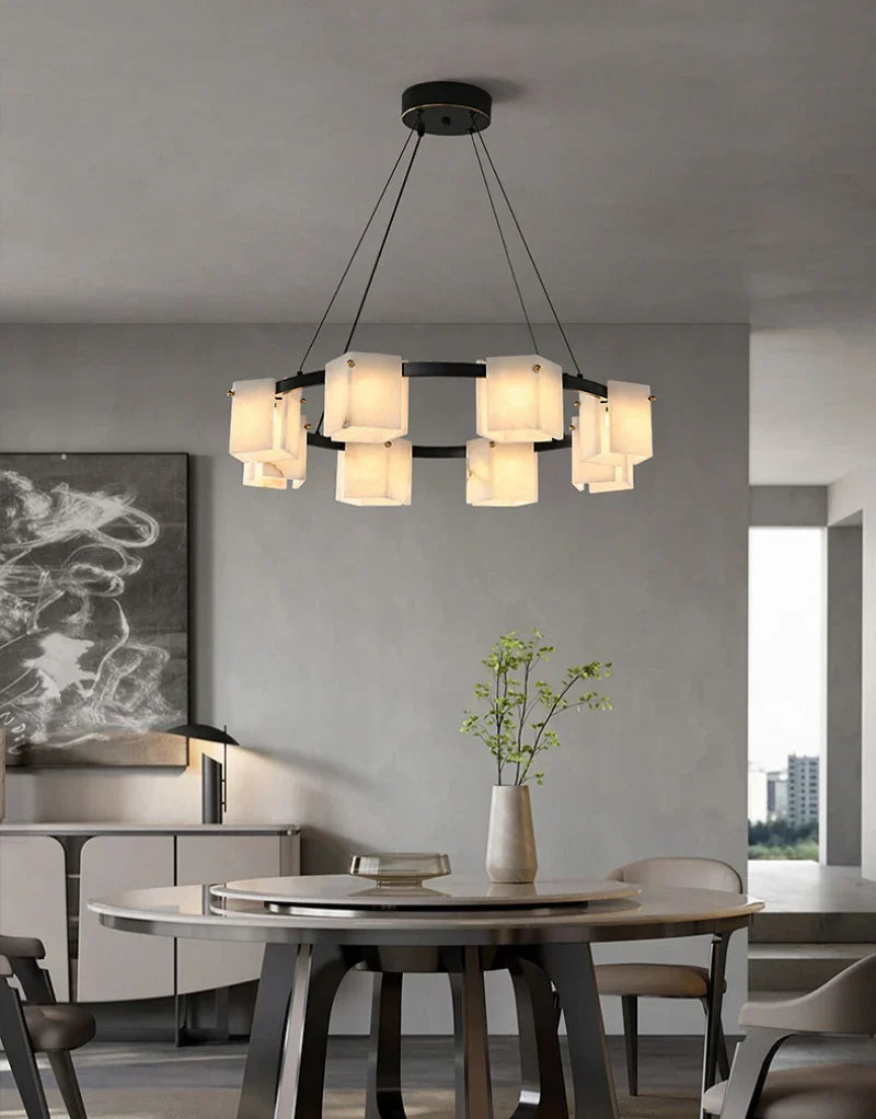 Trinidad Rhombus Alabaster Chandelier