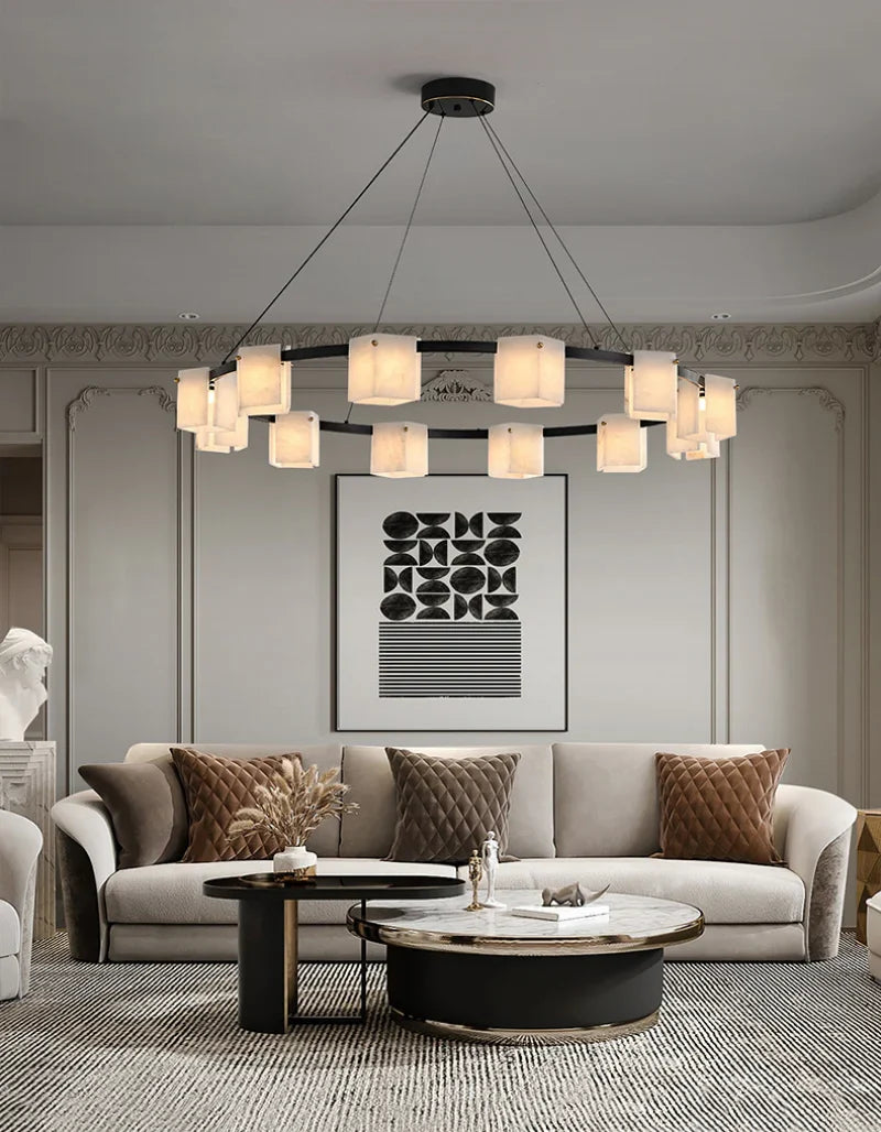 Trinidad Rhombus Alabaster Chandelier