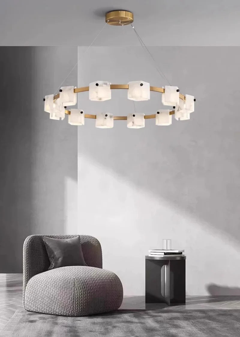 Trinidad Rhombus Alabaster Chandelier