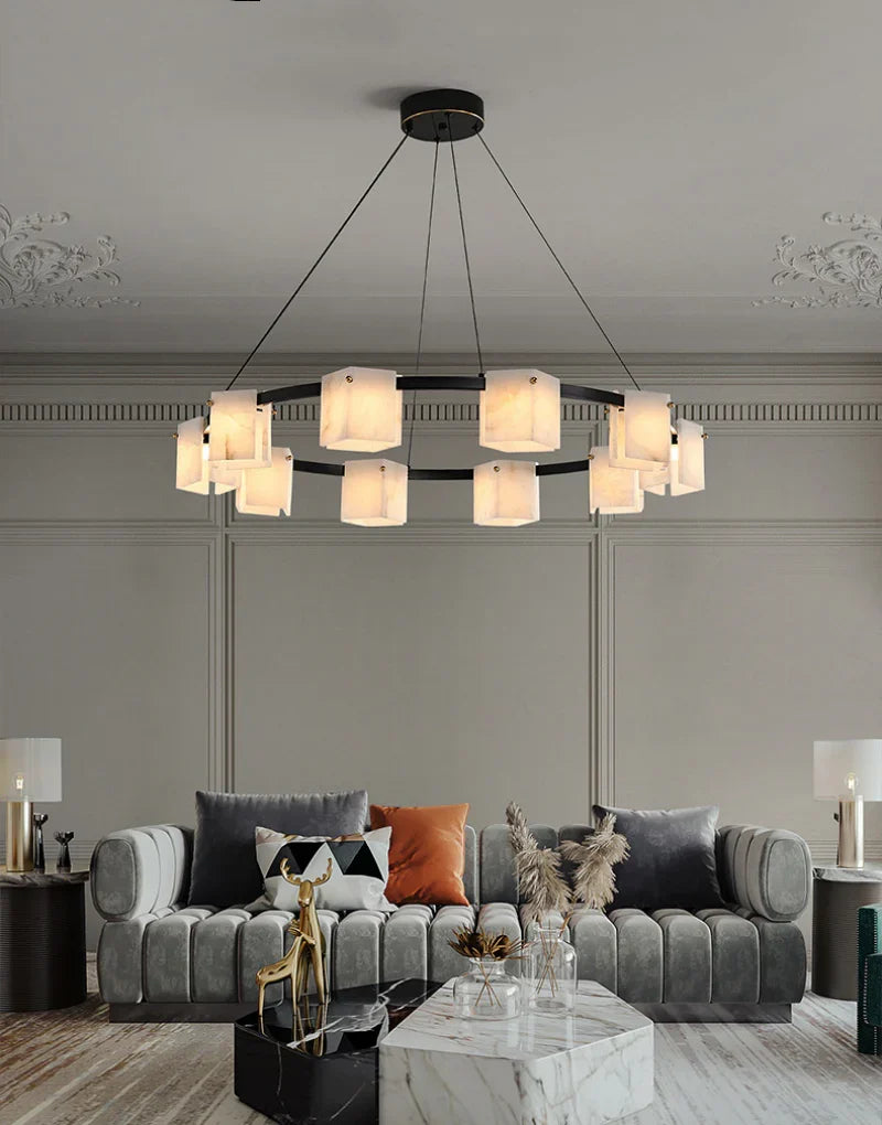 Trinidad Rhombus Alabaster Chandelier