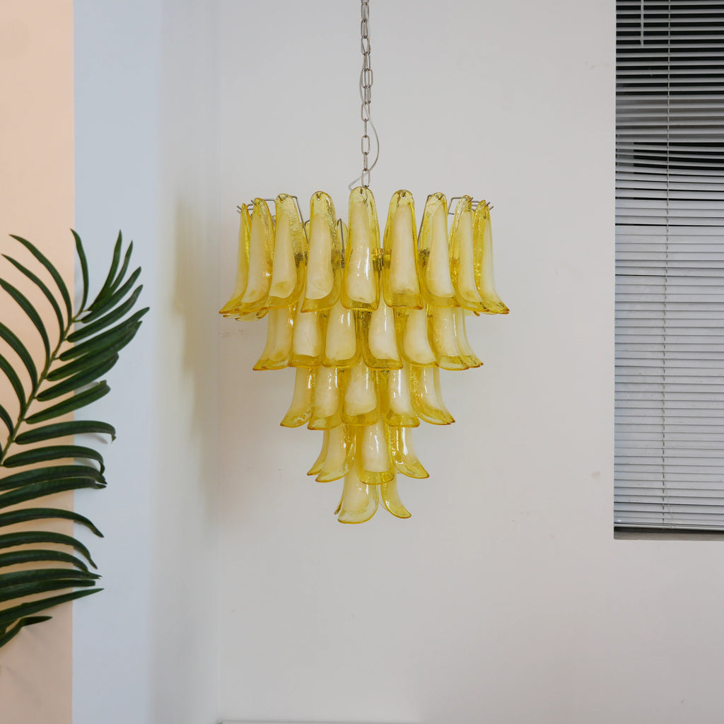 Vintage Caramel Murano Glass Petals Chandelier
