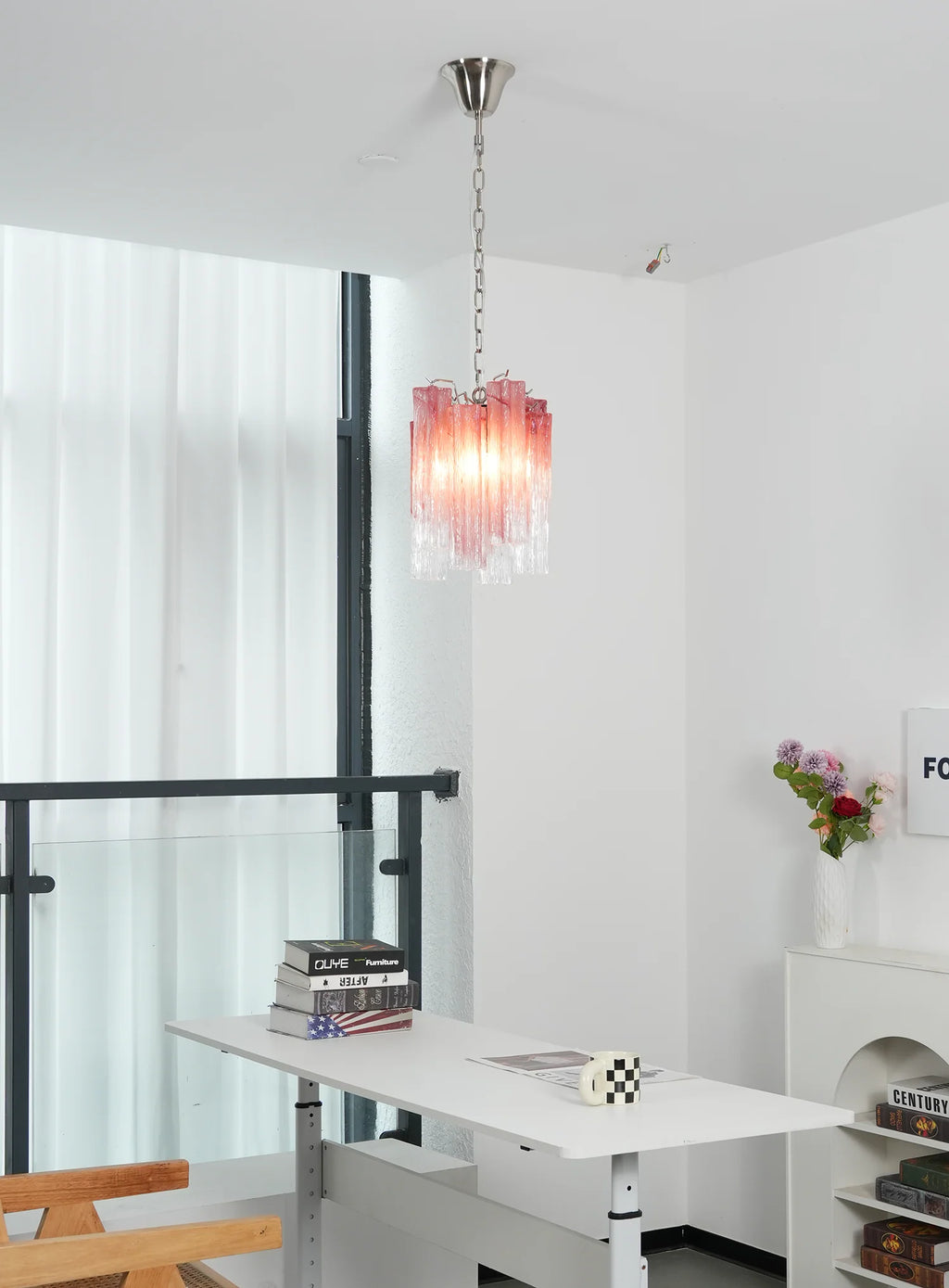 Vintage Gradient Red Murano Chandelier