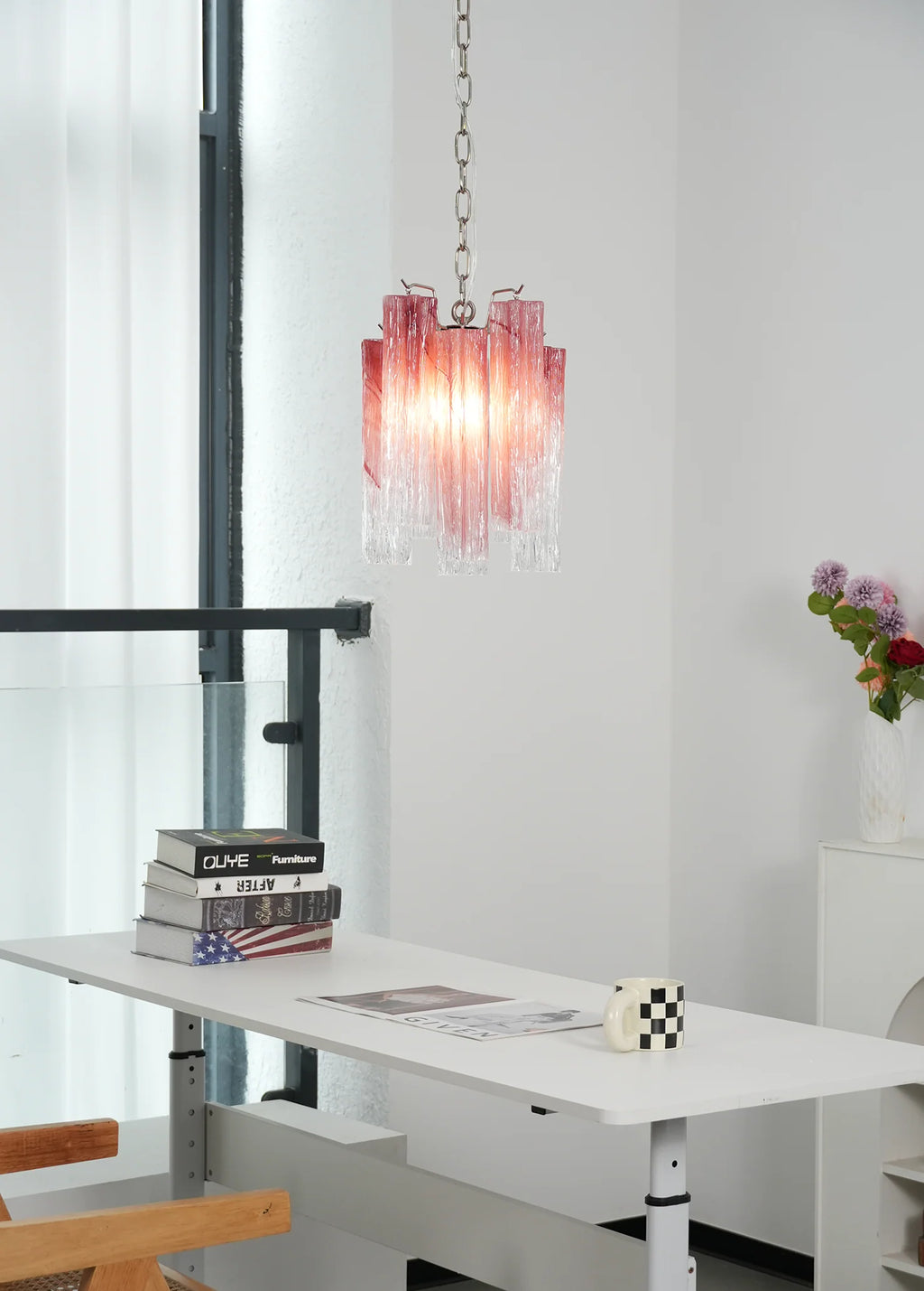 Vintage Gradient Red Murano Chandelier