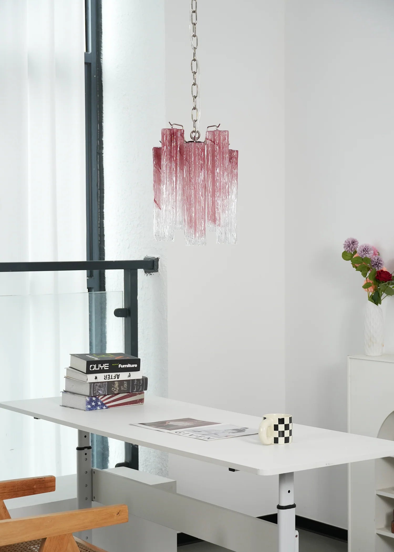Vintage Gradient Red Murano Chandelier