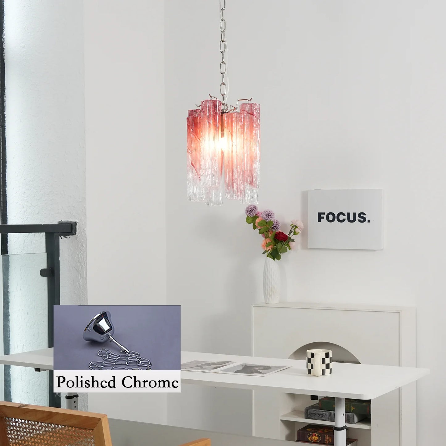 Vintage Gradient Red Murano Chandelier