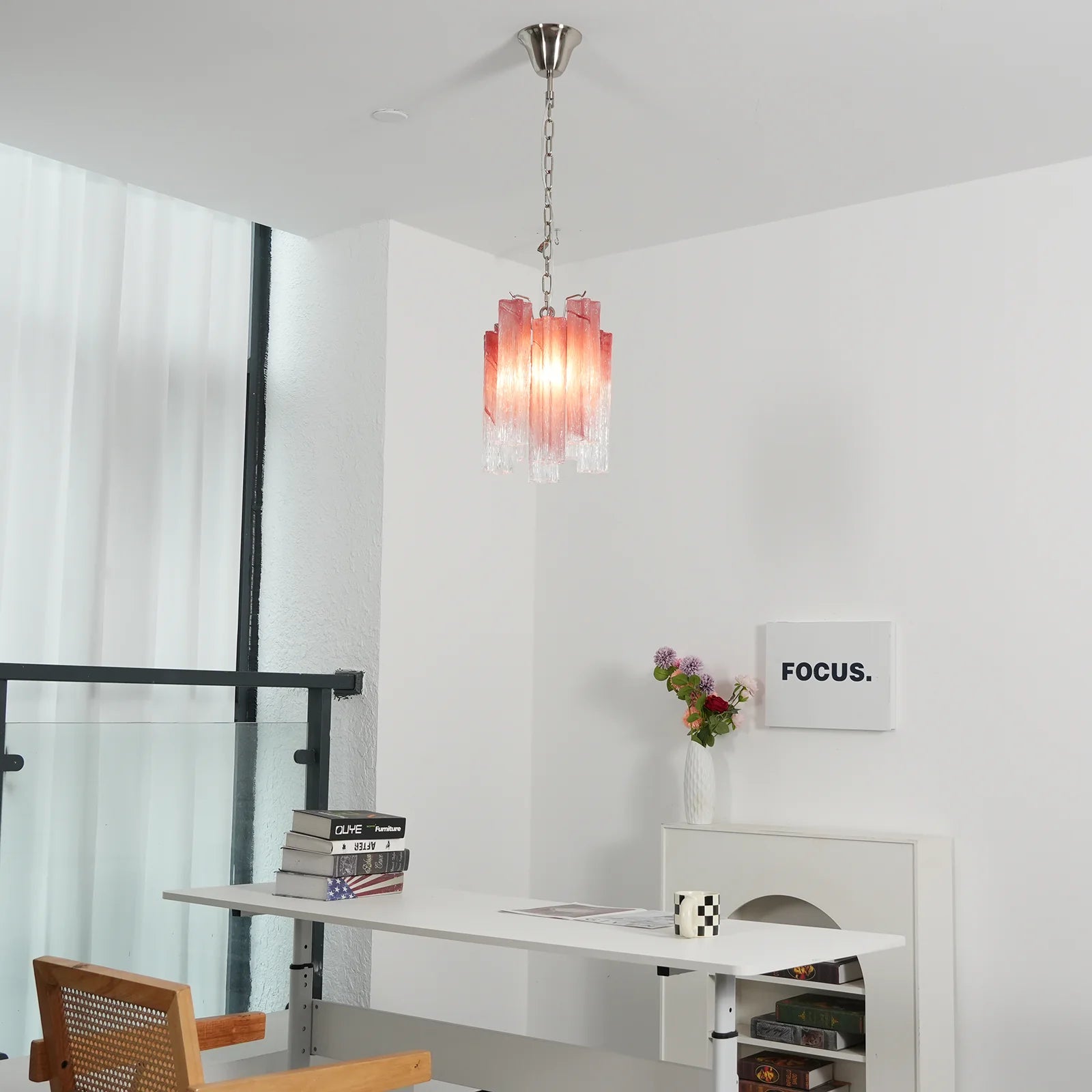 Vintage Gradient Red Murano Chandelier