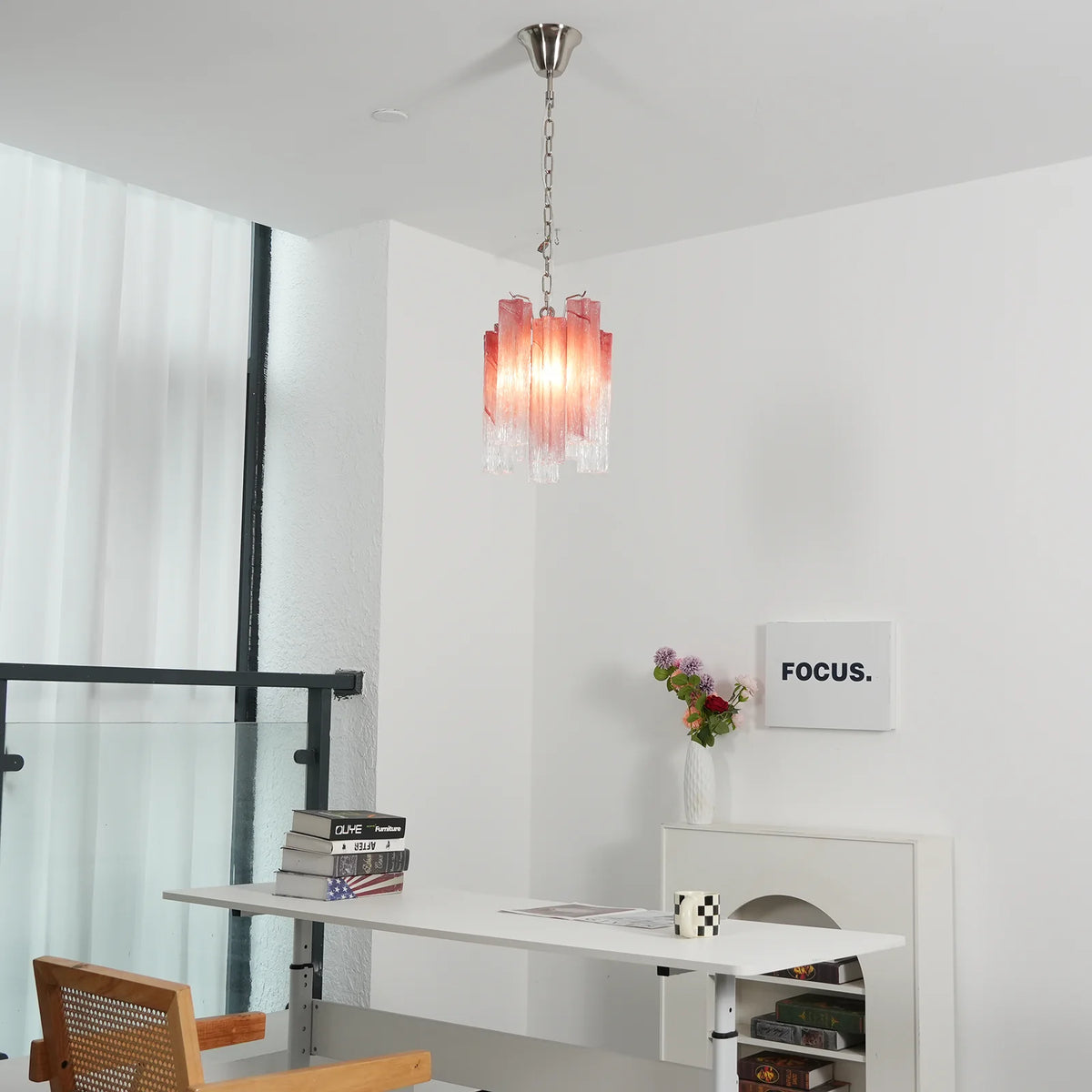 Vintage Gradient Red Murano Chandelier
