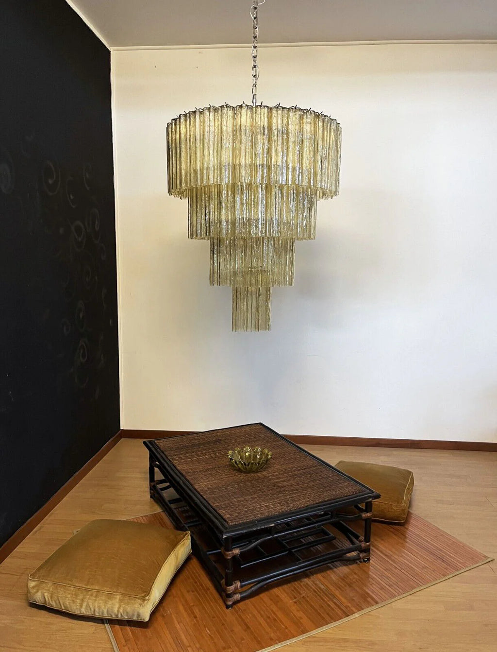 Vintage Murano Amber Glass Chandelier