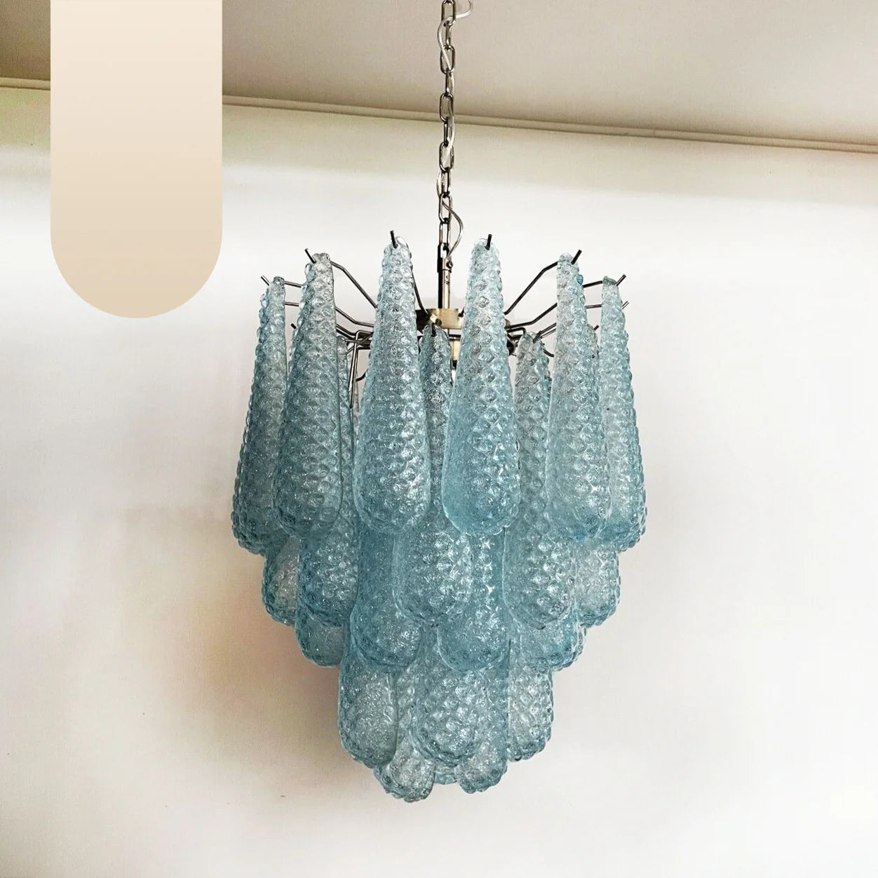 Vintage Murano Blue Glass Petals Chandelier