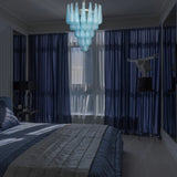 Vintage Murano Blue Petals Drop Glass Chandelier