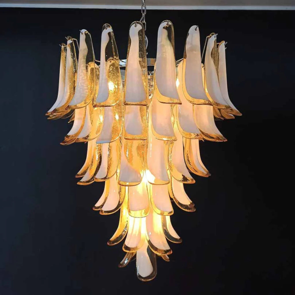 Vintage Murano Caramel Glass Petals Chandelier