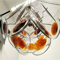 Vintage Murano Orange Brown Chandelier