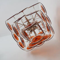 Vintage Murano Orange Brown Transparent Disc Chandelier