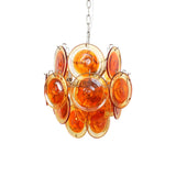Vintage Murano Orange Transparent Disc Chandelier