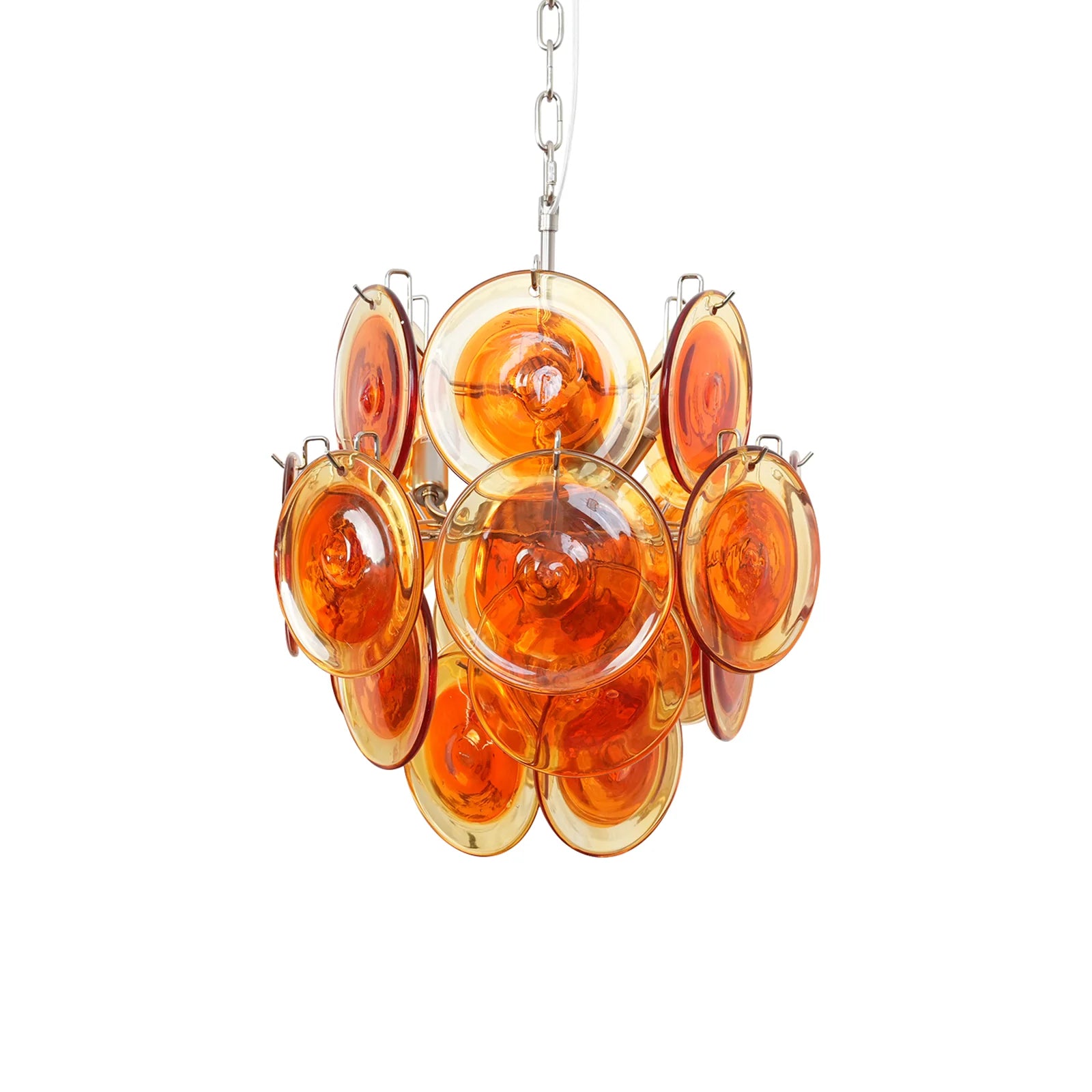 Vintage Murano Orange Transparent Disc Chandelier Main image
