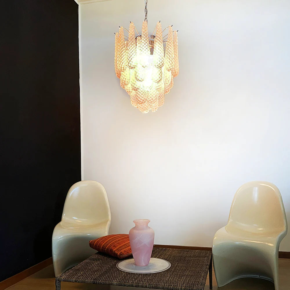 Vintage Murano Pink Glass Petals Chandelier Secondary image