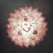 Vintage Murano Pink Glass Petals Chandelier