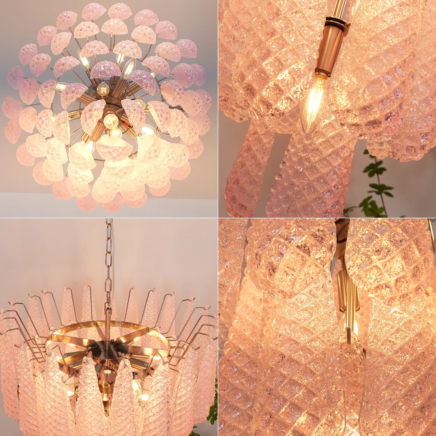 Pink Murano Petal Drop Glass Chandelier
