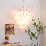 Pink Murano Petal Drop Glass Chandelier