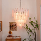 Pink Murano Petal Drop Glass Chandelier