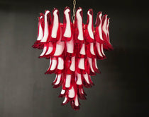 Vintage Murano Red Glass Petals Chandelier