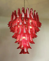 Vintage Murano Red Glass Petals Chandelier