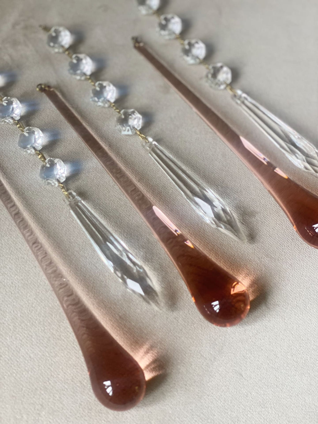 Vintage – Murano Glass Teardrops Chandelier – 70s – Pink prisms