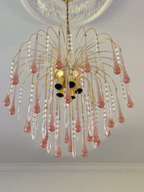 Vintage – Murano Glass Teardrops Chandelier – 70s – Pink prisms